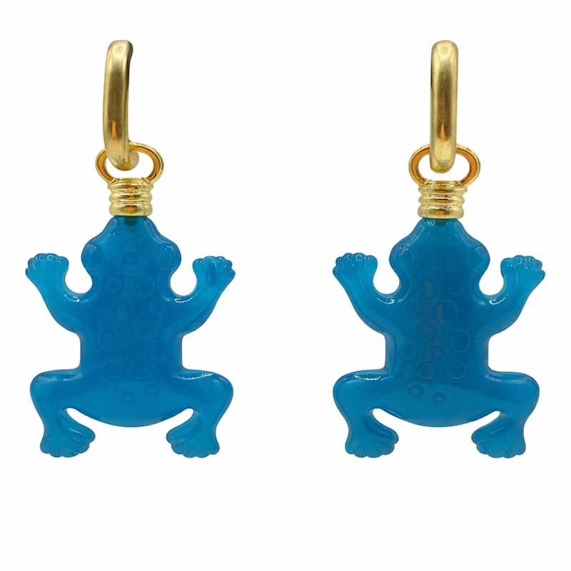 Thumbnail of Frog Blue Resin Drop Earrings image