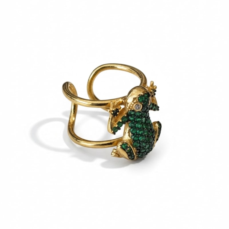 Thumbnail of Frog Prince Cocktail Ring Adjustable Gold image