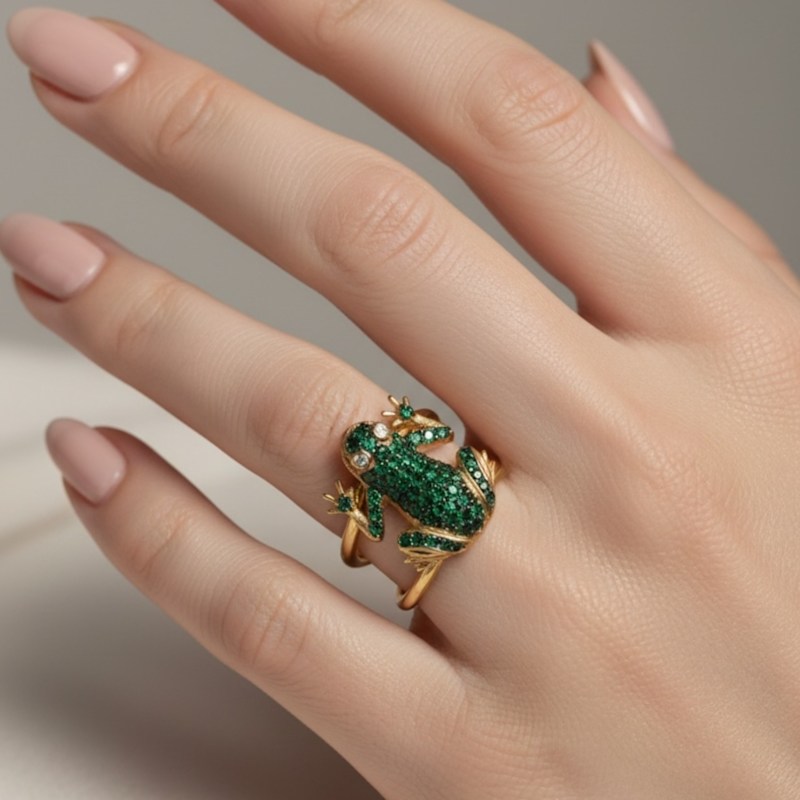 Thumbnail of Frog Prince Cocktail Ring Adjustable Gold image
