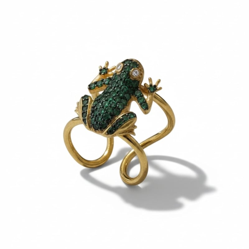 Thumbnail of Frog Prince Cocktail Ring Adjustable Gold image