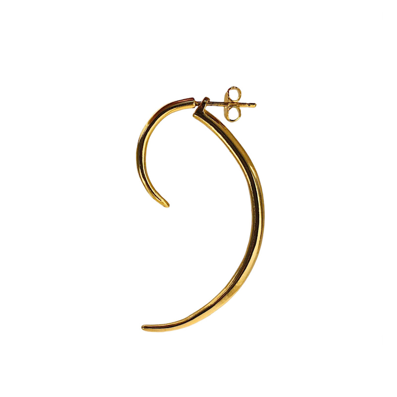 Thumbnail of Front-Back Gold Single Hoop Earring image