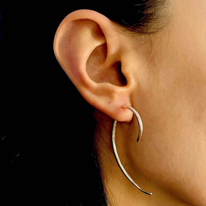 Thumbnail of Front-Back Gold Single Hoop Earring image