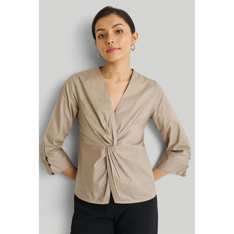 Thumbnail of Front Twist Ecru Cotton Top image