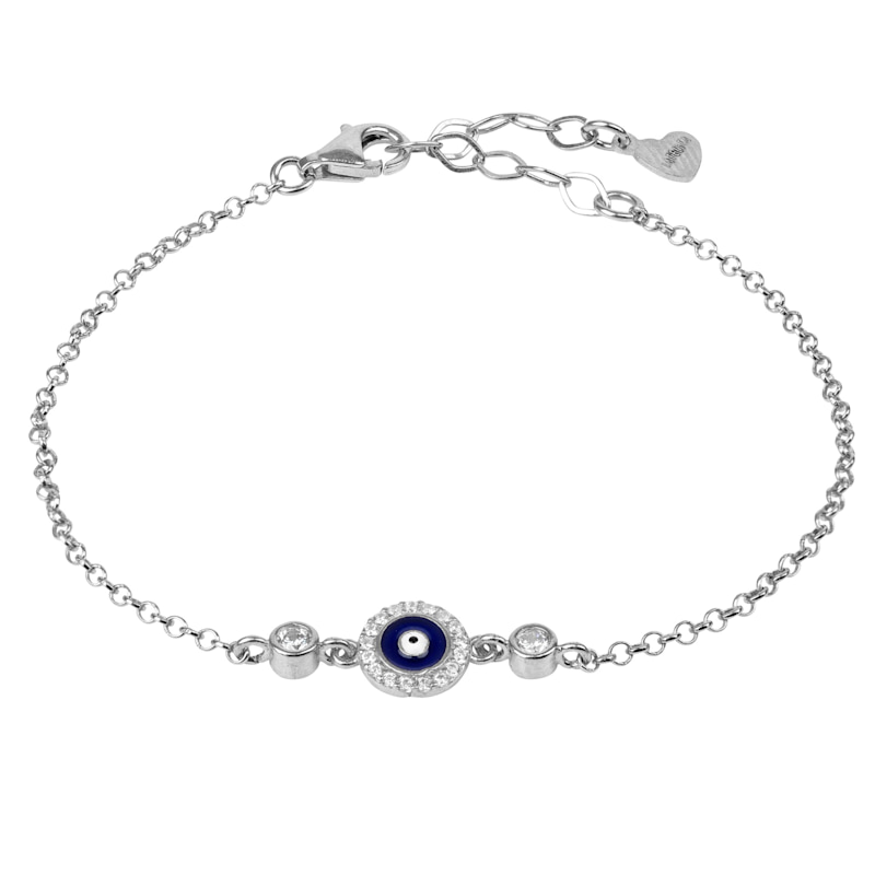 Thumbnail of Evil Eye Enamel Dark Blue Bracelet Silver image