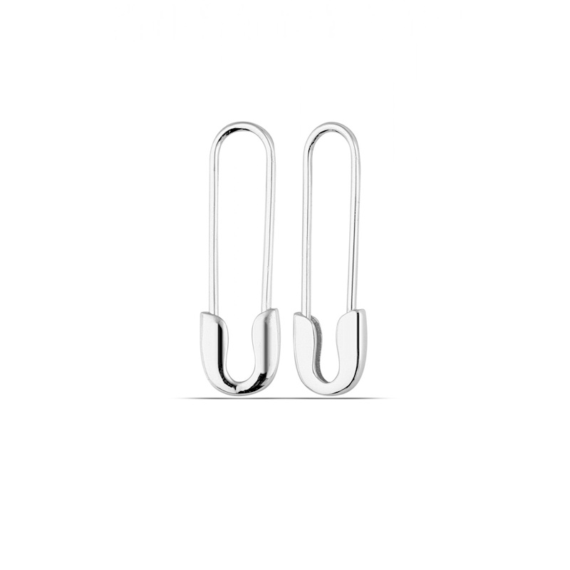 Thumbnail of Sterling Silver Safety Pin Earrings - Silver image