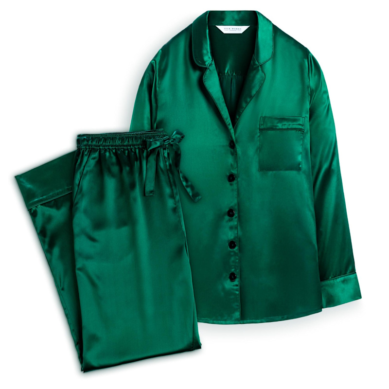 Thumbnail of Emerald Green Silk Works Pyjama Set image