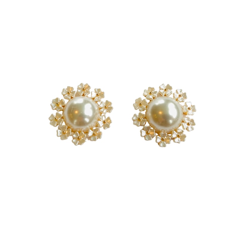 Thumbnail of Oversized Pearl Circle Floral Stud image