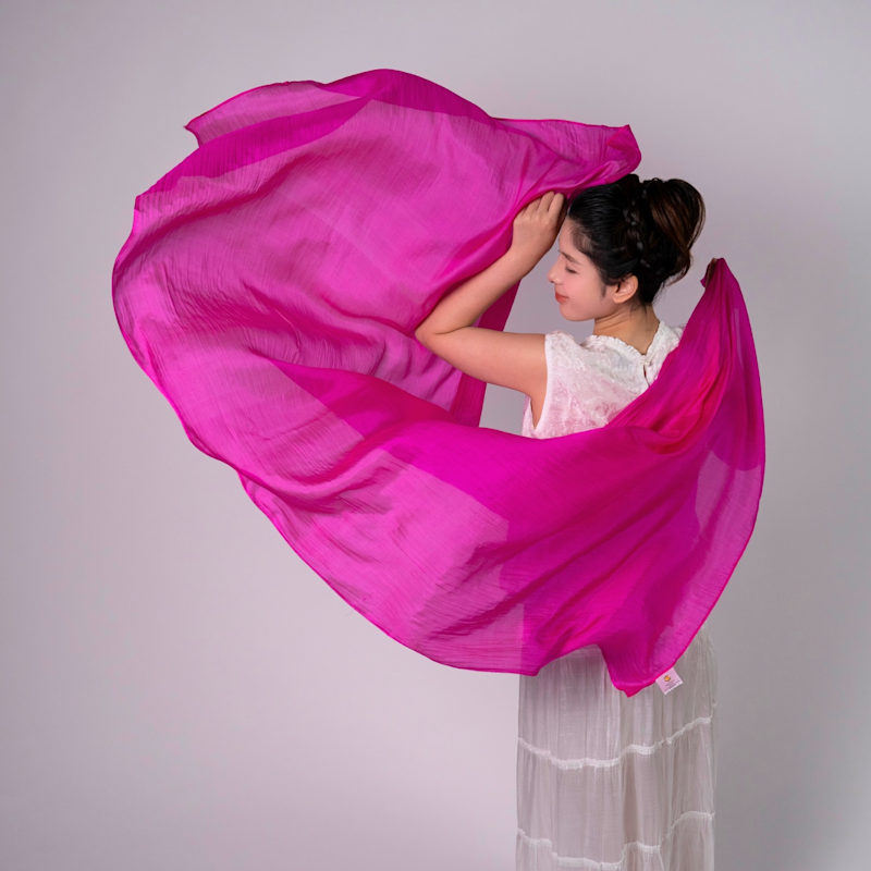 Thumbnail of Fuchsia Glow Habotai Silk Scarf – Wedding Silk Shawl Wrap image