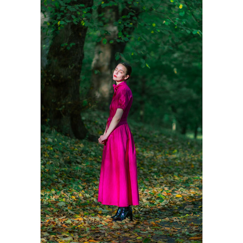 Thumbnail of Rose Fuchsia Pink Maxi Shirt Dress image