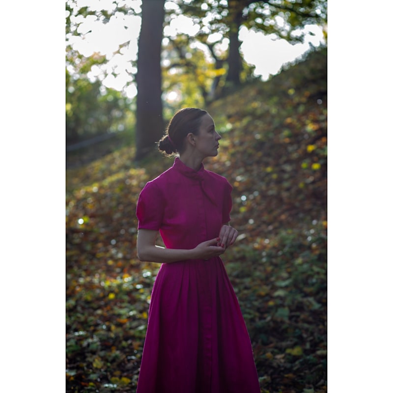 Thumbnail of Rose Fuchsia Pink Maxi Shirt Dress image