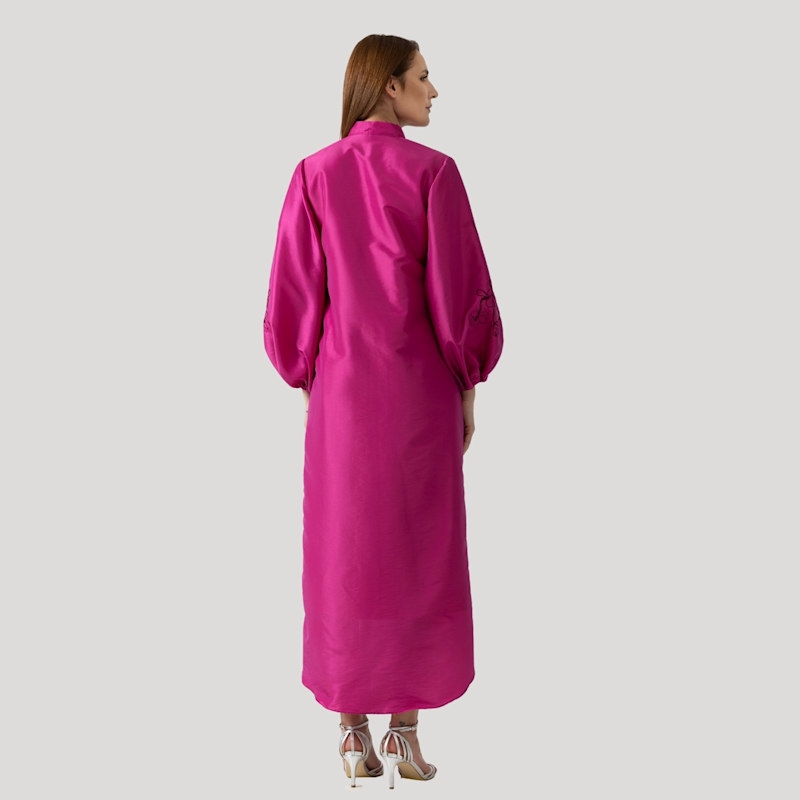 Thumbnail of Fuchsia Taffeta Embroidered Dress image