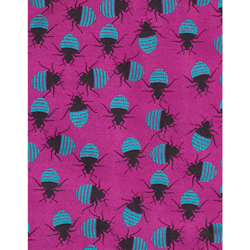 Thumbnail of Fuchsia & Turquoise Bed Bugs Silk Pocket Square image