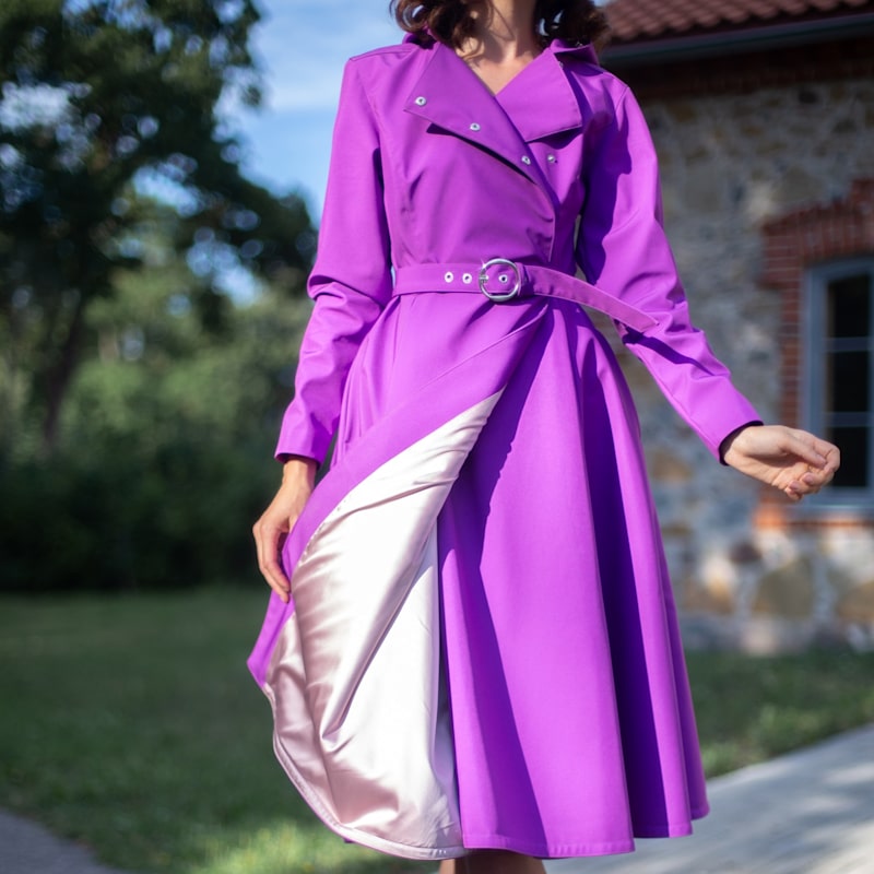 Double Breasted Trench Coat In Fuchsia: Daring Fuchsia