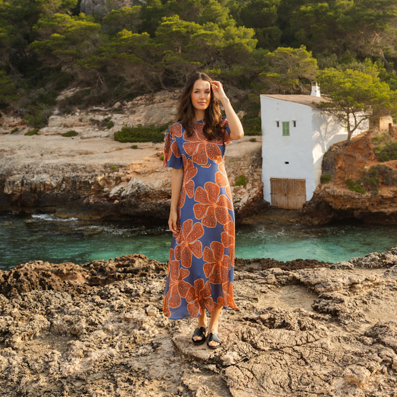 Full Bloom Blue And Red Floral Rene Maxi Dress | Traffic People | Wolf &  Badger