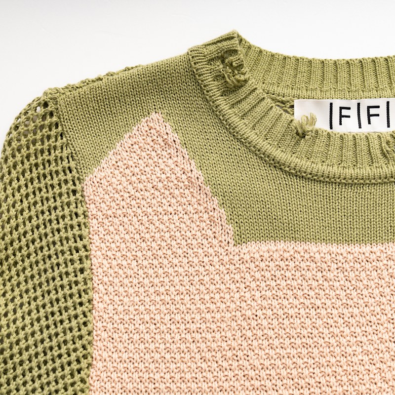 Fully Fashioning Hope Color Block Knit Top - Green & Black | Fully ...