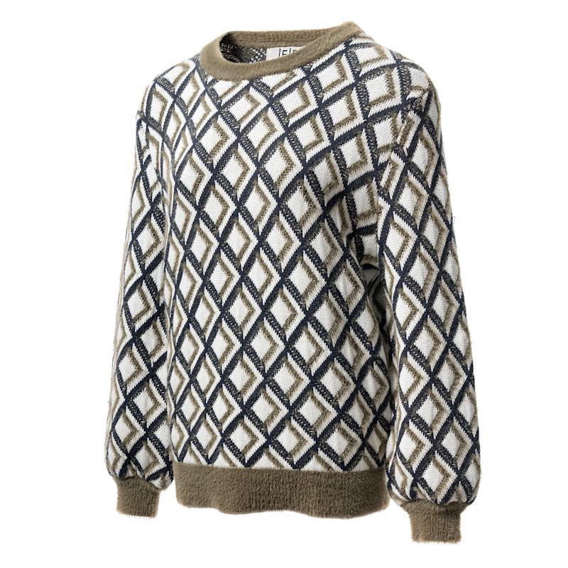 Fully Fashioning | Italy Jacquard Olive Knit Sweater | Fully Fashioning ...