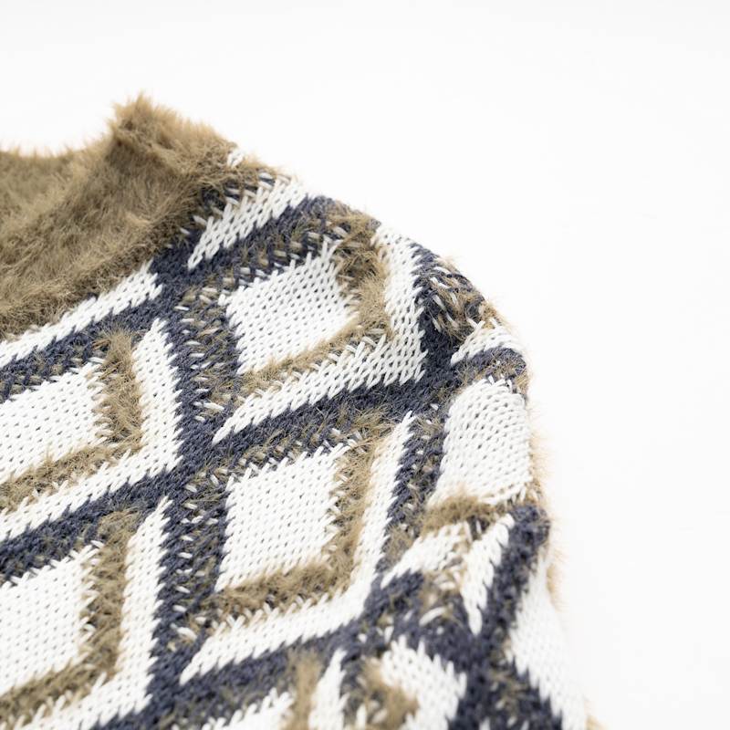 Fully Fashioning | Italy Jacquard Olive Knit Sweater | Fully Fashioning ...
