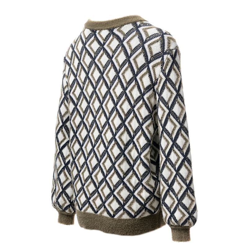Fully Fashioning | Italy Jacquard Olive Knit Sweater | Fully Fashioning ...