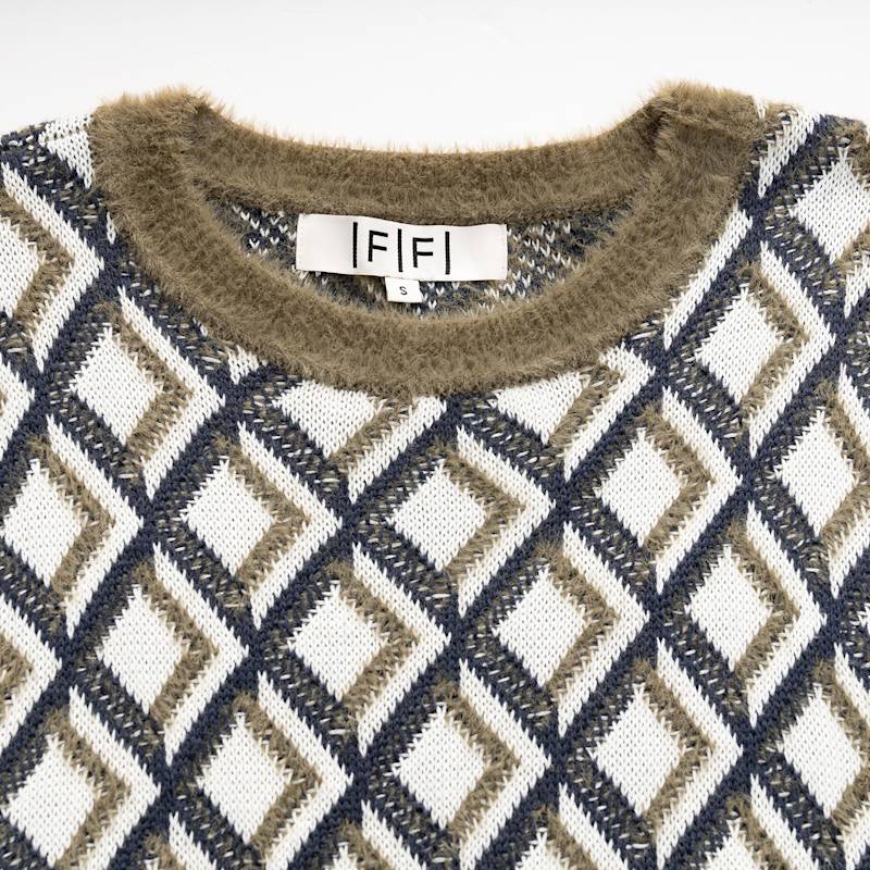 Fully Fashioning | Italy Jacquard Olive Knit Sweater | Fully Fashioning ...