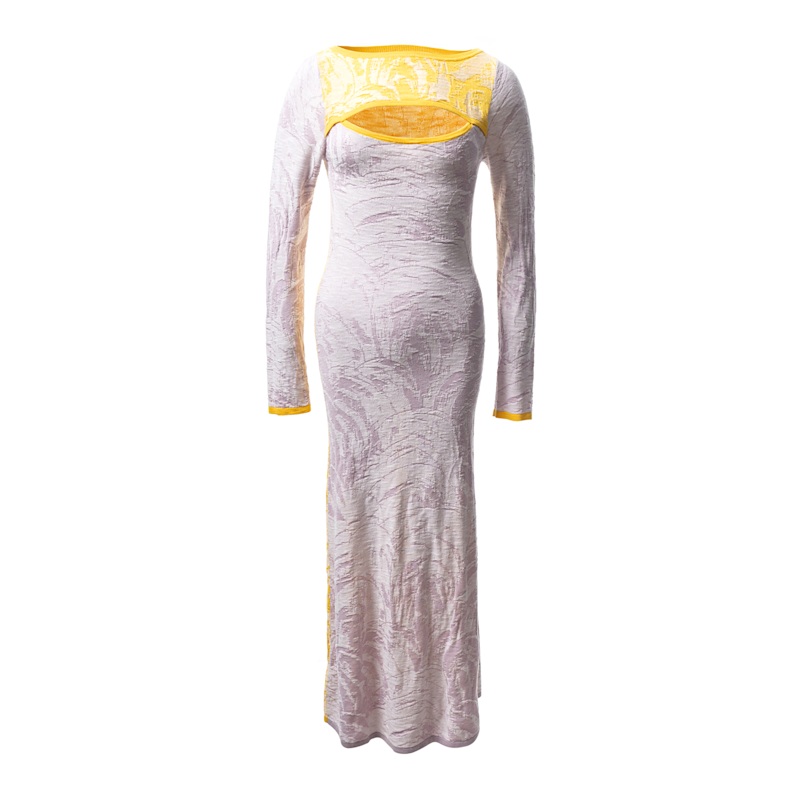 Fully Fashioning Jayleen Jacquard Maxi Dress - Purple & Yellow | Fully  Fashioning | Wolf & Badger