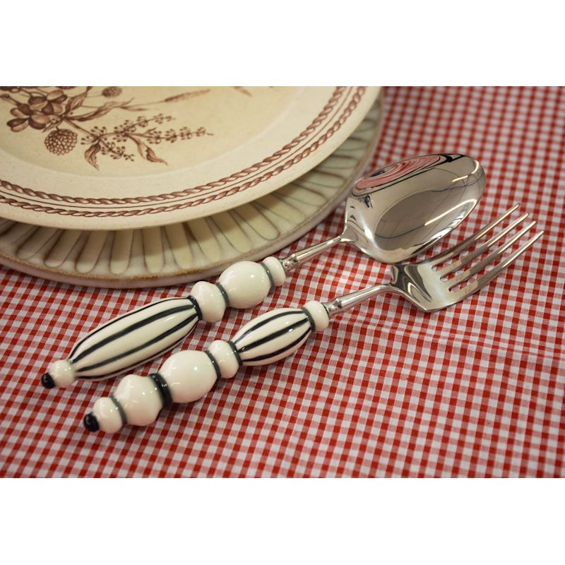 Thumbnail of Fun Dining Handcrafted Ceramic Porcelain Cutlery FullSet Black image
