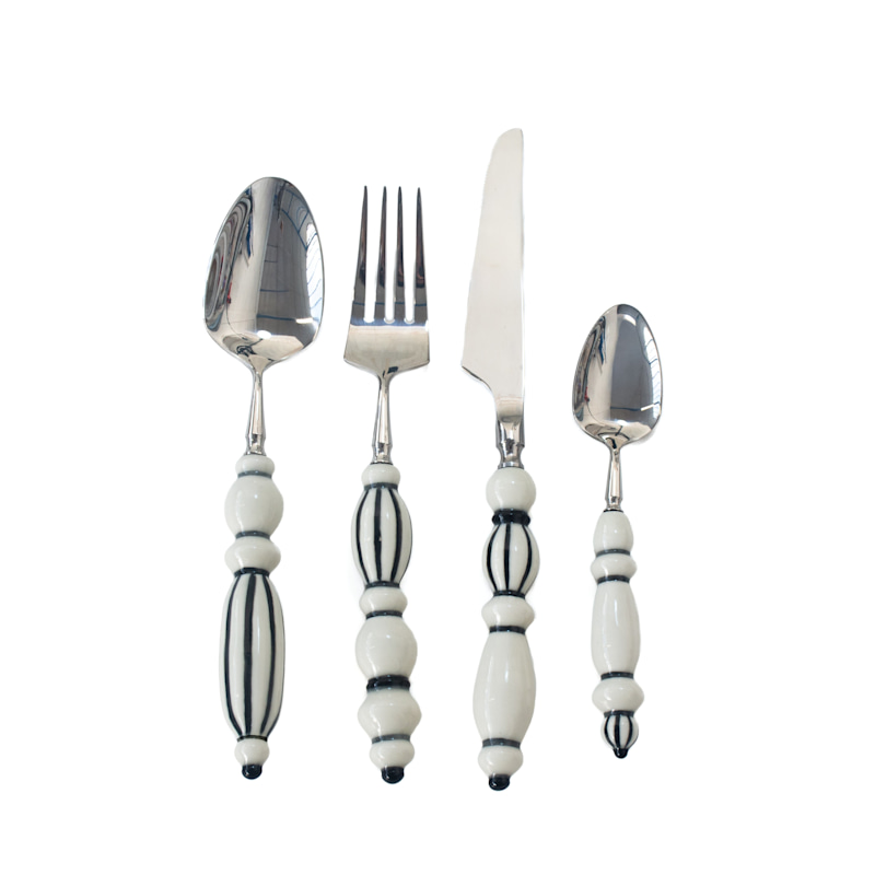 Thumbnail of Fun Dining Handcrafted Ceramic Porcelain Cutlery FullSet Black image