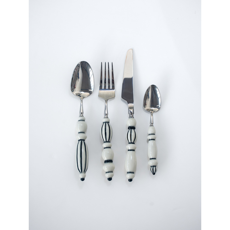 Thumbnail of Fun Dining Handcrafted Ceramic Porcelain Cutlery FullSet Black image