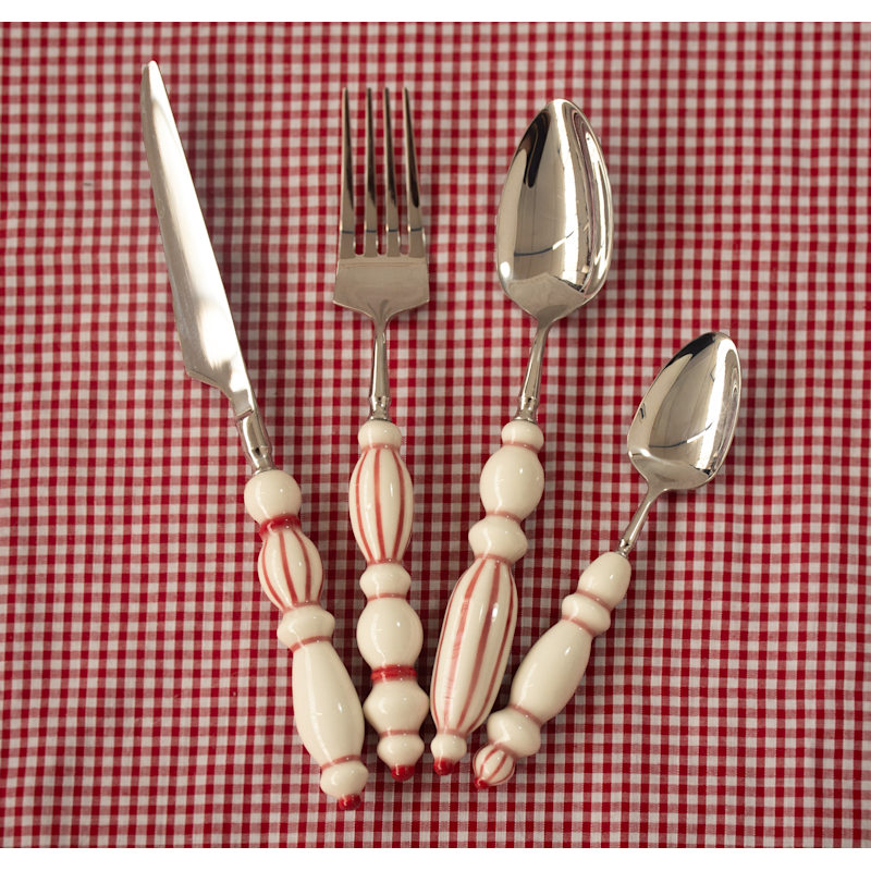 Thumbnail of Fun Dining Handcrafted Ceramic Porcelain Cutlery Full Set Passion Red image