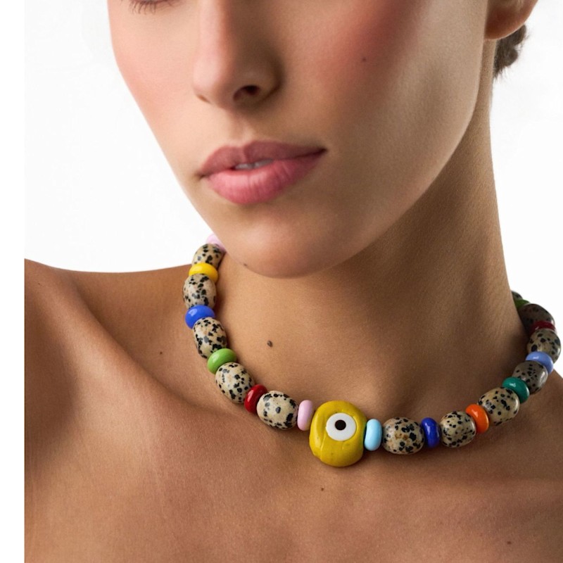 Thumbnail of Funky Evil Eye Colorful  Beads Necklace image