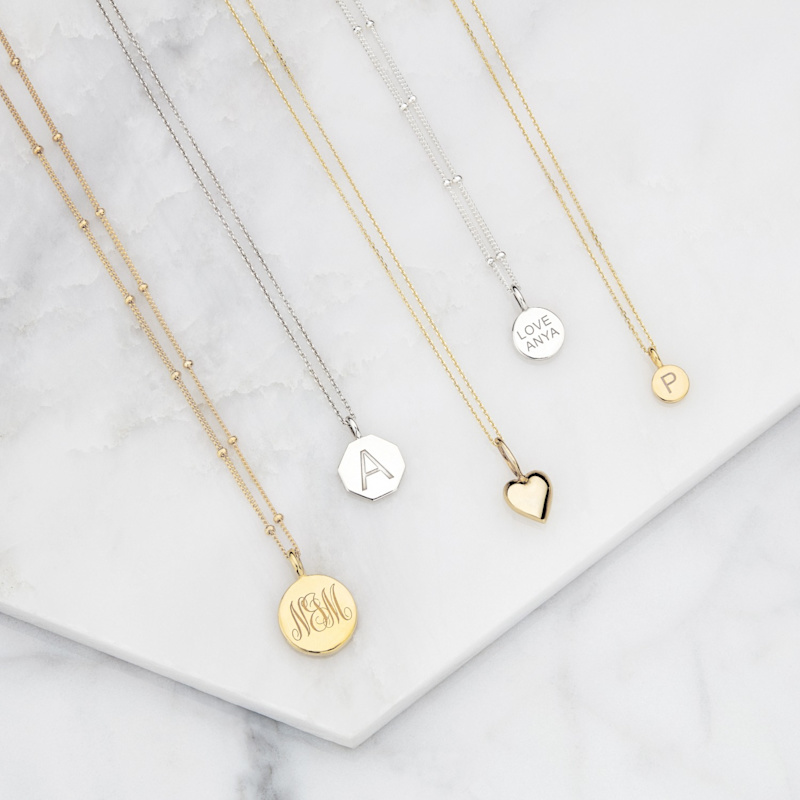 Thumbnail of Solid Gold Curve Initial Letter Necklace image