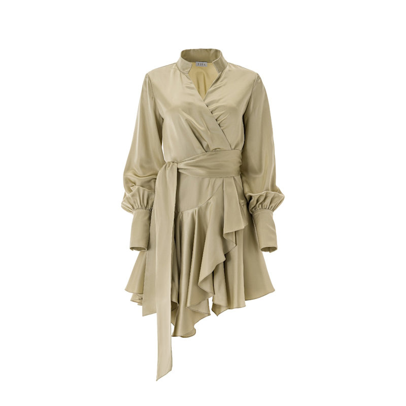 Thumbnail of Ruffle Hem Silk Wrap Dress image