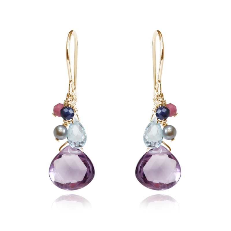Thumbnail of Amethyst Cluster Drop Earrings image