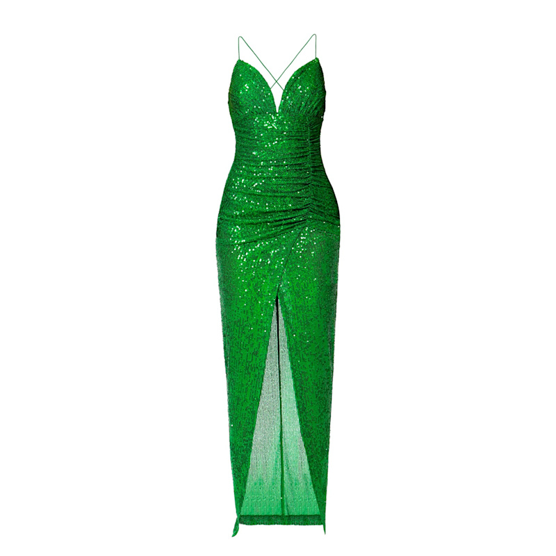 Ailish Shamrock Green Sequin Maxi Dress by AGGI by HALEWSKI