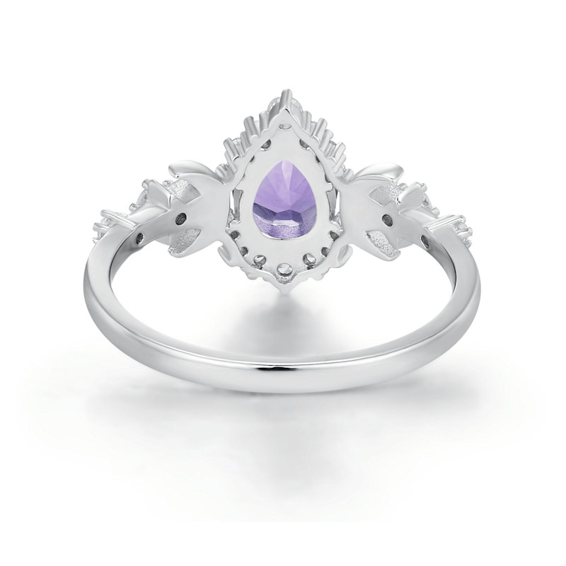 Thumbnail of Galactic Pear Cut Amethyst Ring White Gold Vermeil image