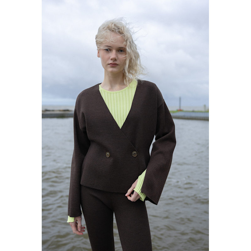Thumbnail of Galante Knitted 100% Merino Blazer Chocolate image