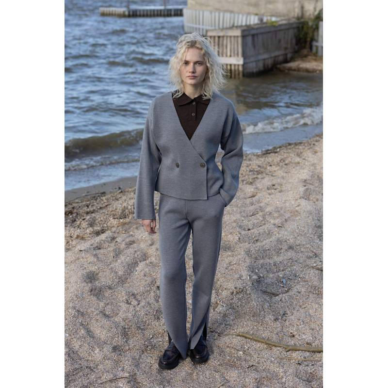 Thumbnail of Galante Knitted 100% Merino Blazer Light Grey image