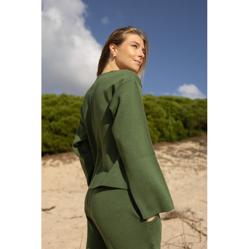 Thumbnail of Galante Knitted 100% Merino Blazer Olive Green image