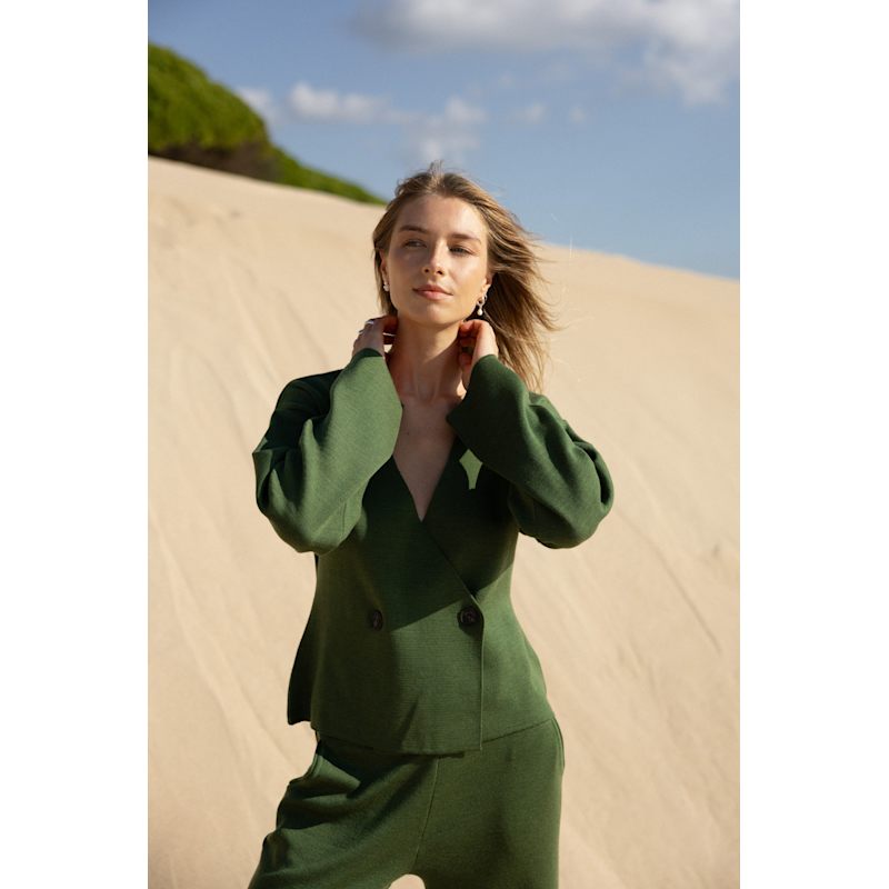 Thumbnail of Galante Knitted 100% Merino Blazer Olive Green image