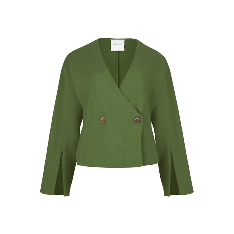 Thumbnail of Galante Knitted 100% Merino Blazer Olive Green image