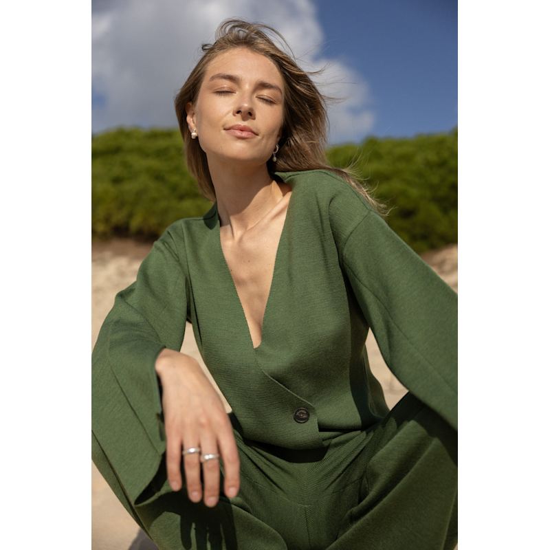 Thumbnail of Galante Knitted 100% Merino Blazer Olive Green image