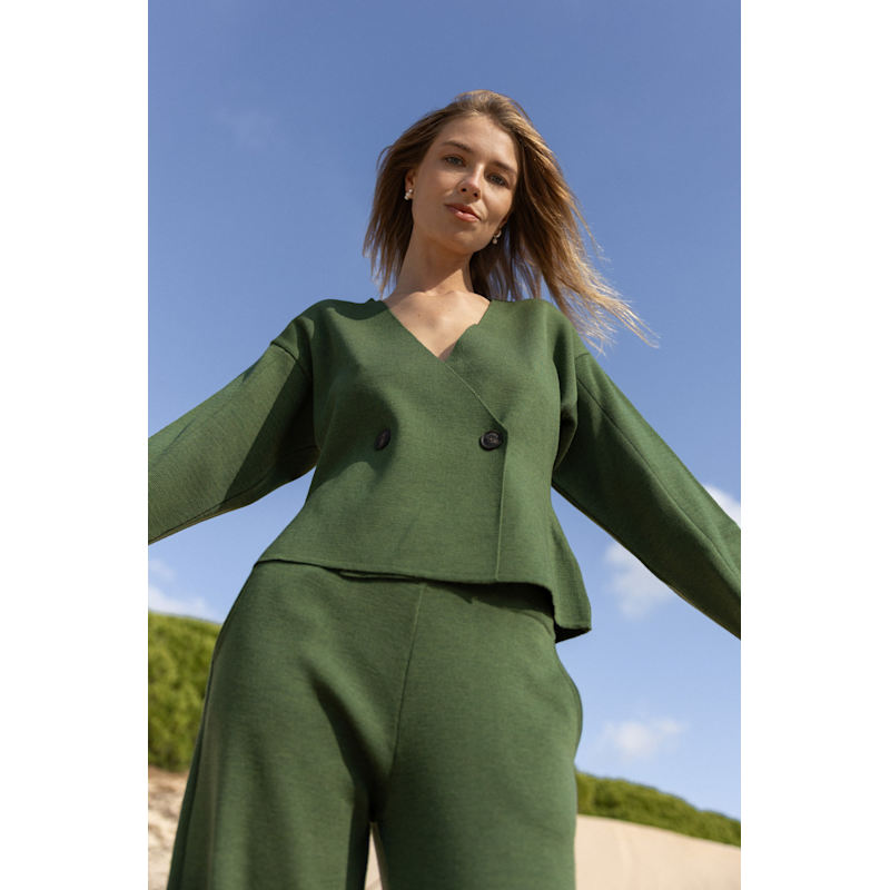 Thumbnail of Galante Knitted 100% Merino Blazer Olive Green image