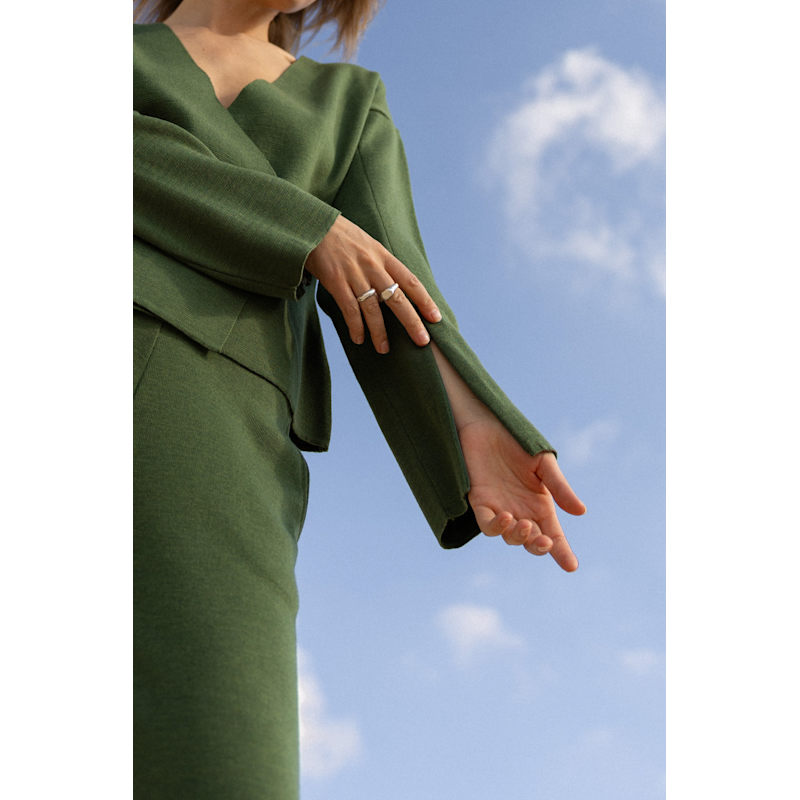 Thumbnail of Galante Knitted 100% Merino Blazer Olive Green image