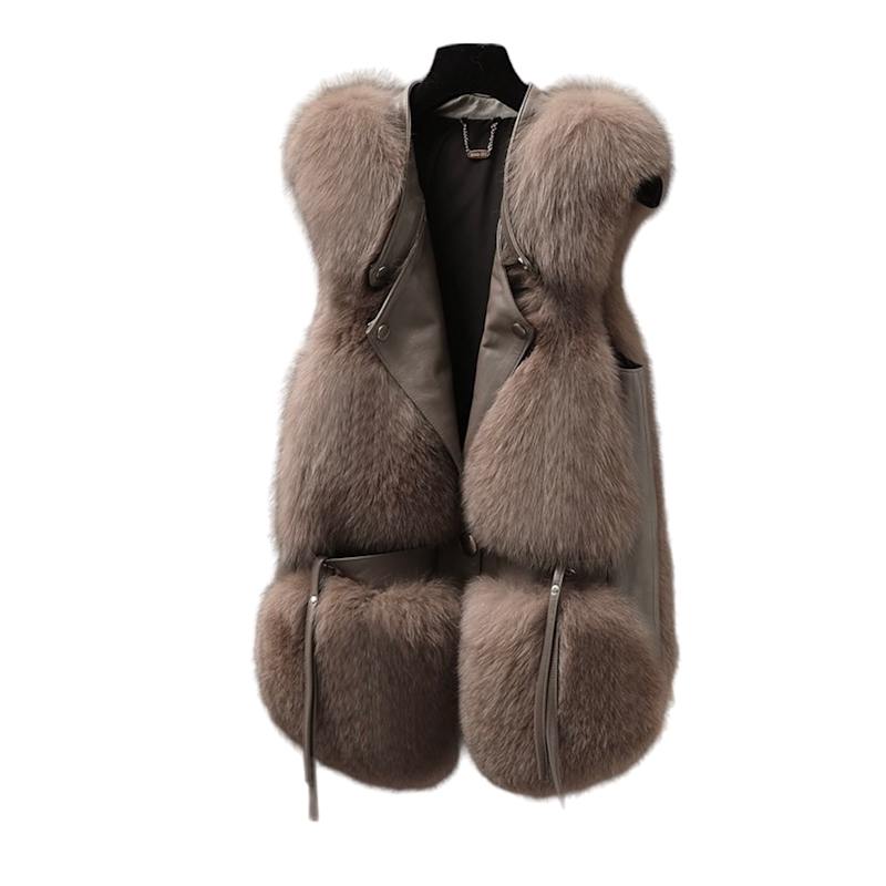 Galaxy Brown Vest Eco Friendly Fur Zipper | WJY STUDIO LONDON