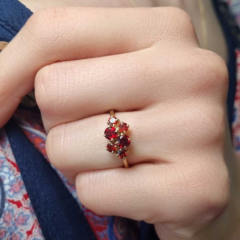Thumbnail of Garnet Cluster Ring - Gold image