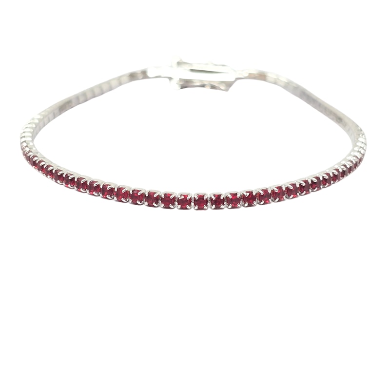 Thumbnail of Garnet January Birthstone Sterling Silver Dainty Tennis Bracelet image