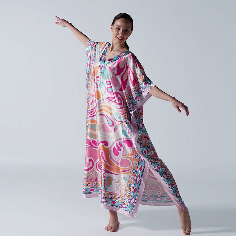Thumbnail of Garnet Silky Satin Abaya Kaftan image