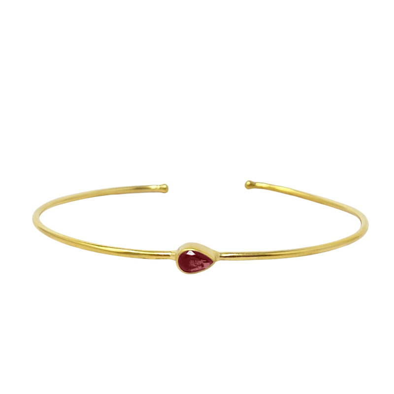 Thumbnail of Garnet January Birthstone Gold Plated Bangle image