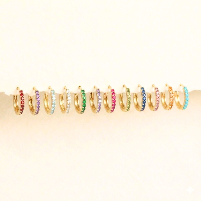 Thumbnail of Citrine November Birthstone Small Huggie Hoop Earrings image