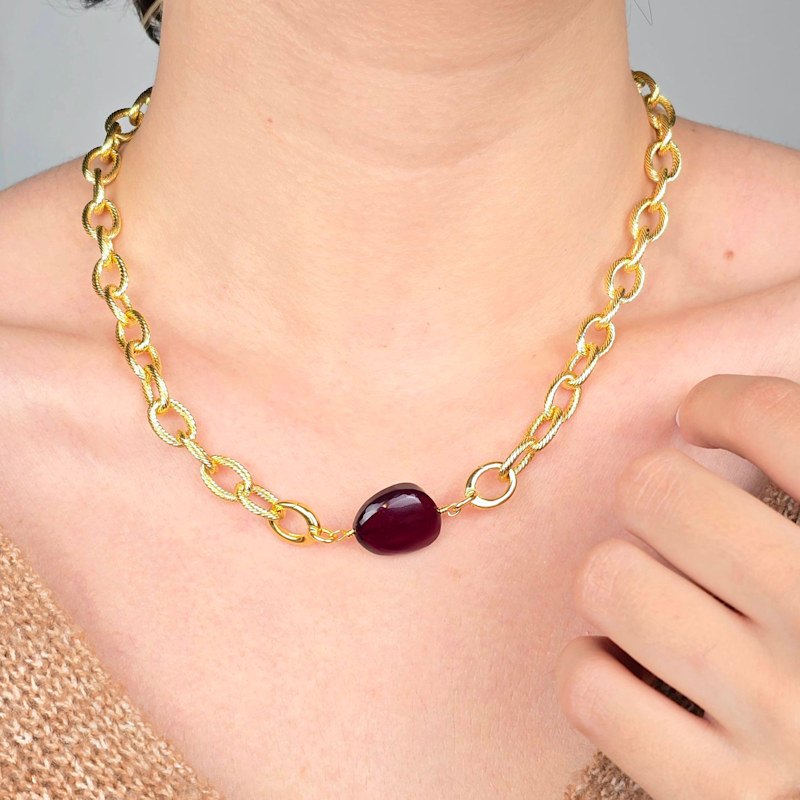 Thumbnail of Garnet January Birthstone Statement Pendant Necklace image