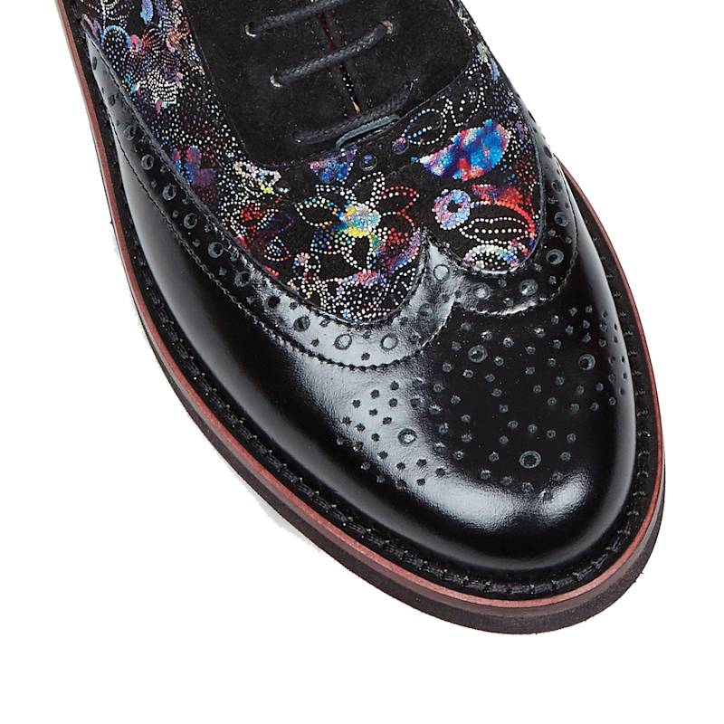 Thumbnail of Vivienne - Black Flower - Womens Oxford Shoes image